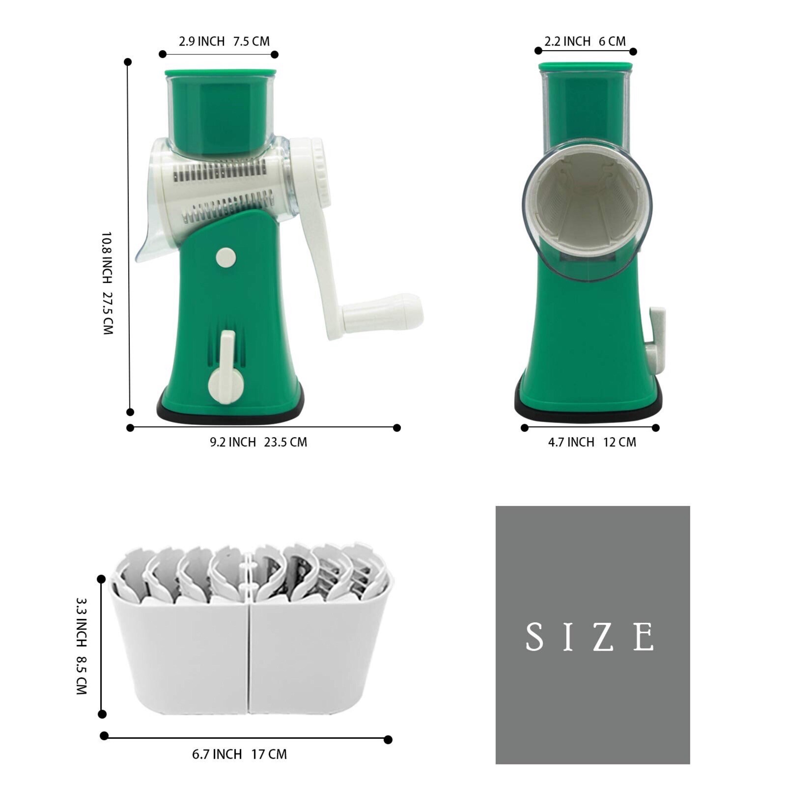 ODOMY 5 in1 Cheese Grater Manual Hand Crank Stainless Steel for Cheese  Vegetables 