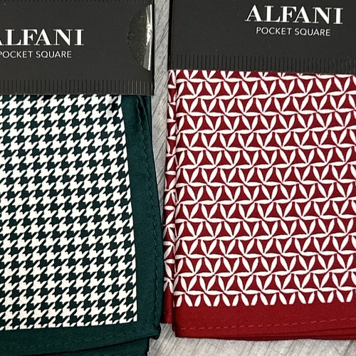 2 PACK Alfani Men's Red/Green Abstract Geometric Pocket Square $35 Retail NEW - Picture 5 of 12