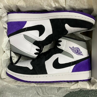 Nike Air Jordan 1 Mid SE White Court Purple Mens Sz 10