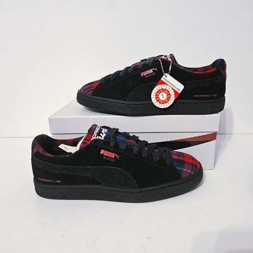 Puma Porsche Legacy Suede Classic Tartan Black Red Mens Size 8.5 - 第 1/7 張圖片
