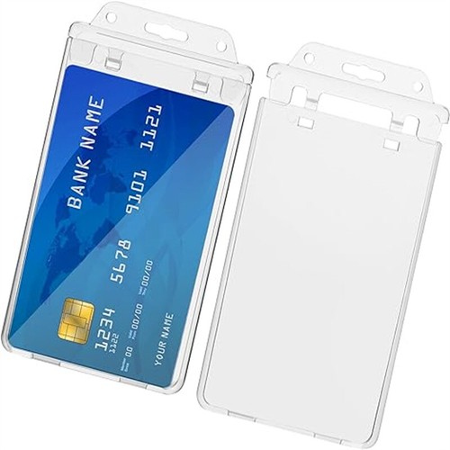 2PCS Clear Permanent Lockable ID Card Holder Hard Case Lanyard Business Portrait - Picture 12 of 12