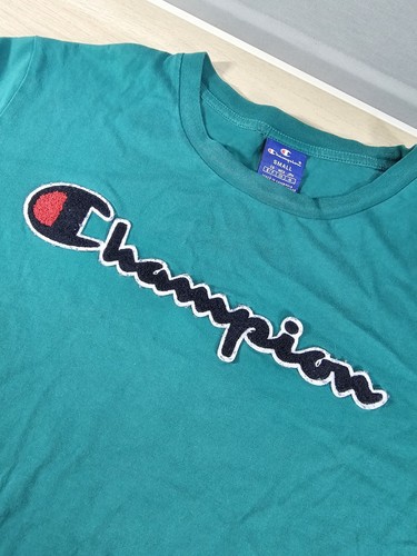 Champion T-Shirt Spell Out Logo Green Men's Short Sleeve Size S Small - Picture 4 of 9