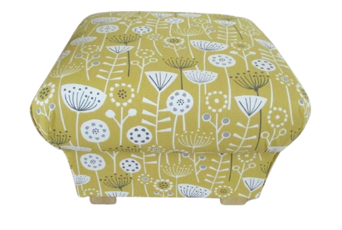 Storage Footstools Pouffes Footstalls Fryetts Bergen Fabric Floral Ochre Blue - Picture 23 of 35