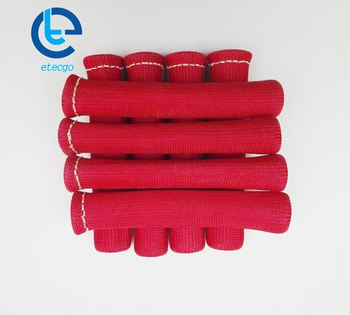 SPARK PLUG WIRE BOOTS HEAT SHIELD PROTECTOR SLEEVE SBC BBC 350 X8 1200° RED - Picture 1 of 7