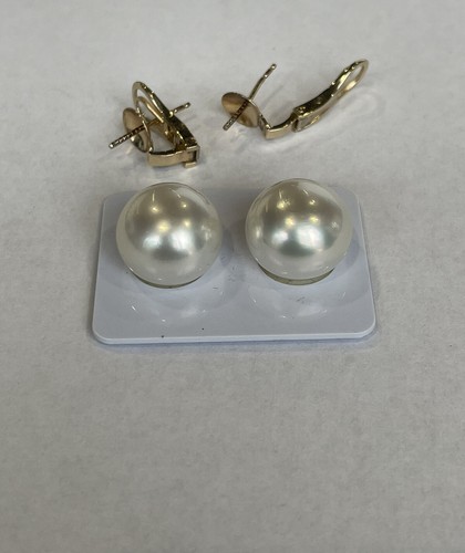 South Sea Pearl. 15.5m14k Yellow Gold Clip On Earrings Beautiful Luster And Colo - Picture 6 of 12