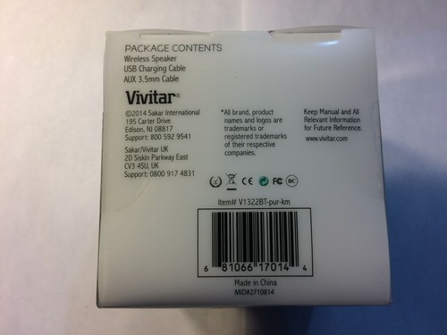 VIVITAR Infinite Bluetooth Wireless Speaker Regal Limited Edition V1322BT-pur-km - 第 3/4 張圖片