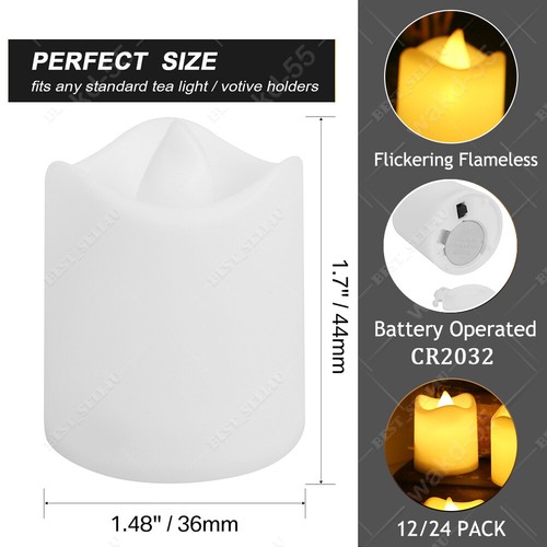 12/24Pack Flickering Flameless Votive Candles Battery Operated LED Tea Lights AU - Picture 2 of 19