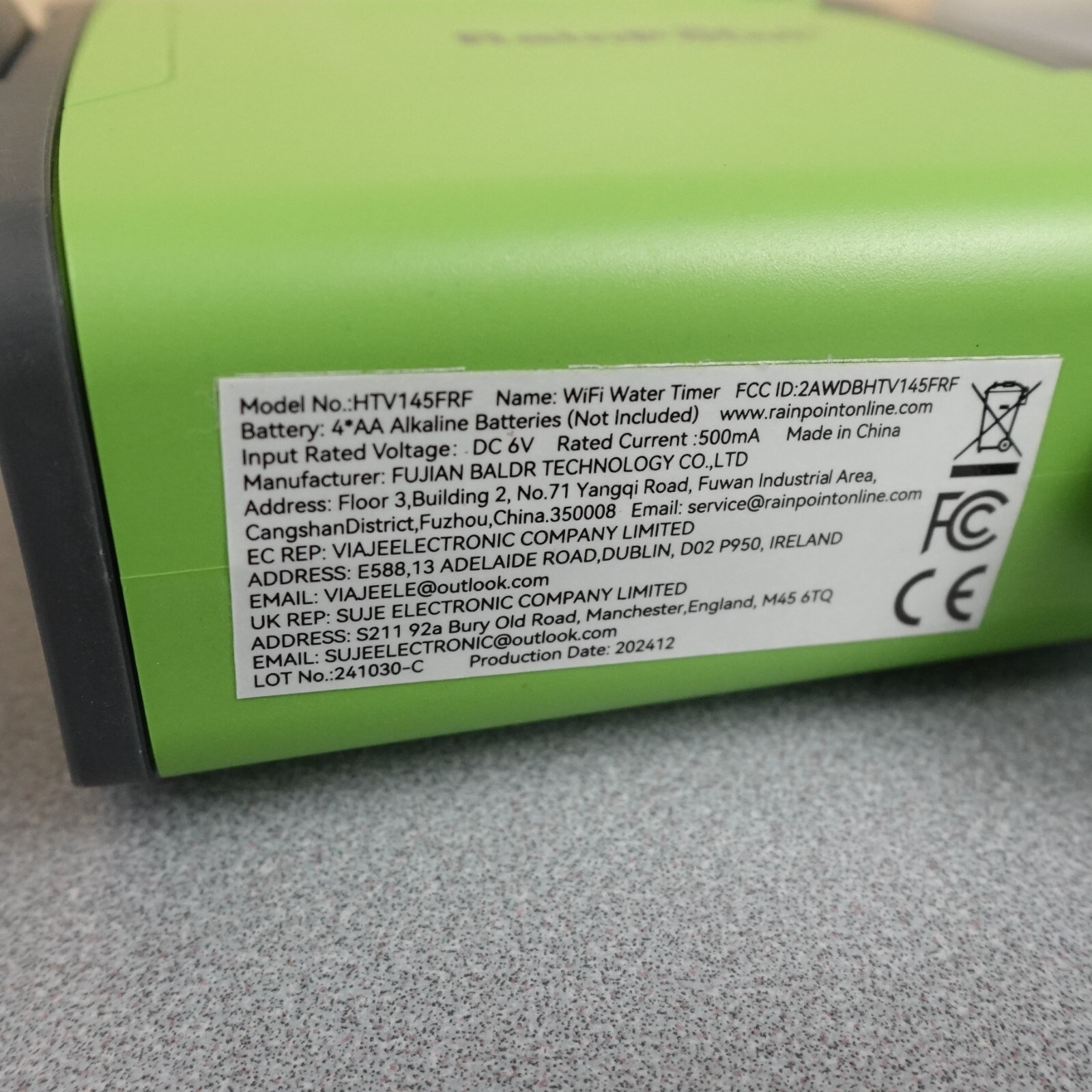 RAINPOINT WiFi Smart Sprinkler Timer WiFi Brass Inlet HTV145FRF 1 Zone OB