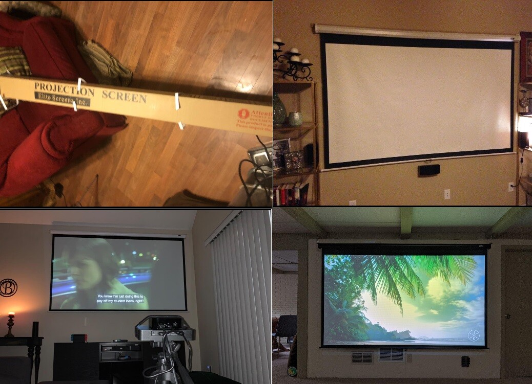 120-INCH 16:9 Manual Pull Down Projector Screen 4K 8K Ultra HDR 3D Ready  Movie