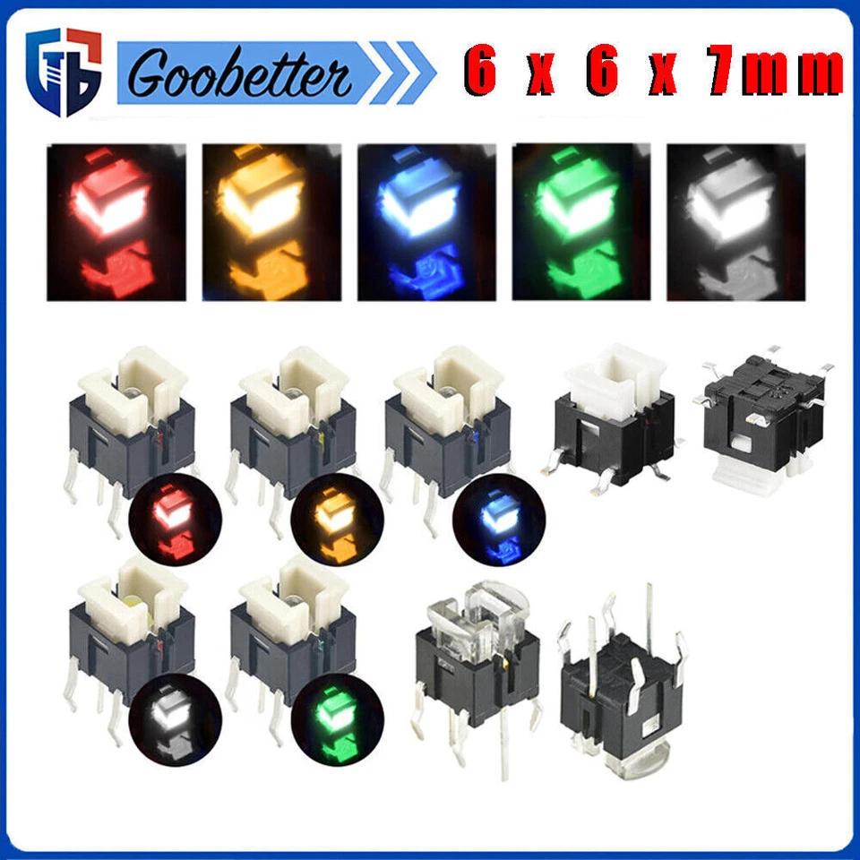 4 Pin/SMD LED Illuminated Switch Momentary Push Button Tactile SPST Micro PCB - Image 2 of 4