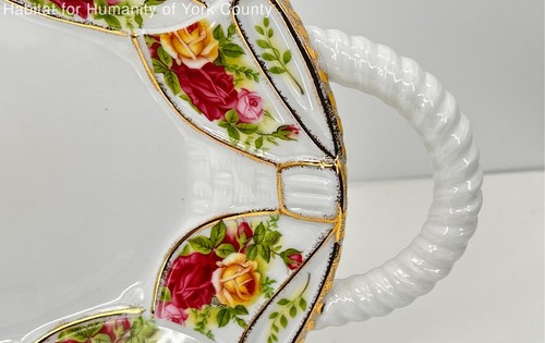 Royal Albert Old Country Roses Oval Tray Rope Handles Basketweave Border - Picture 5 of 10