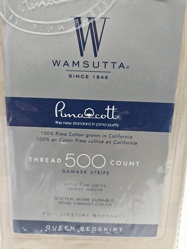 Wamsutta Taupe Thread Count Queen Bed Skirt 100% Pima Cotton Sateen Weave - Picture 2 of 6