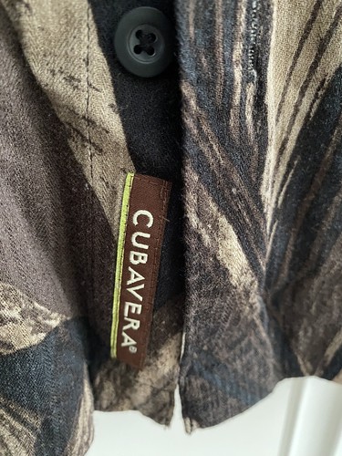 Cubavera Brown Floral Viscose Rayon Short Sleeve Mens Shirt Large G-9 - Picture 3 of 6