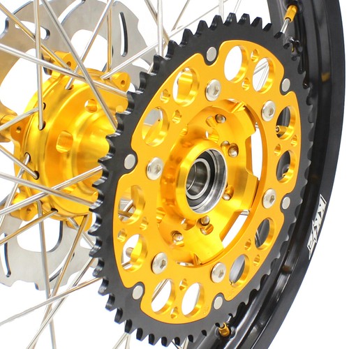for Suzuki 1996-2000 RM125 RM250 KKE 21/19 CNC Dirt Bike Wheels Rims Gold Nuts - Bild 3 von 12