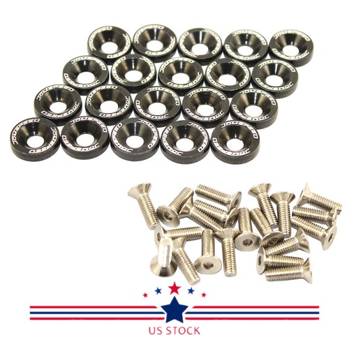 20PCS BLACK CNC Billet Aluminum Fender Bumper Washer Engine Bay Dress Up kit - Bild 1 von 5