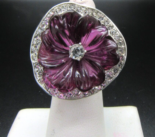 Kenneth J Lane KJL ZInnia PURPLE Enamel Flower Ring Size 5 $79 QVC NEW GORGEOUS - Picture 1 of 4