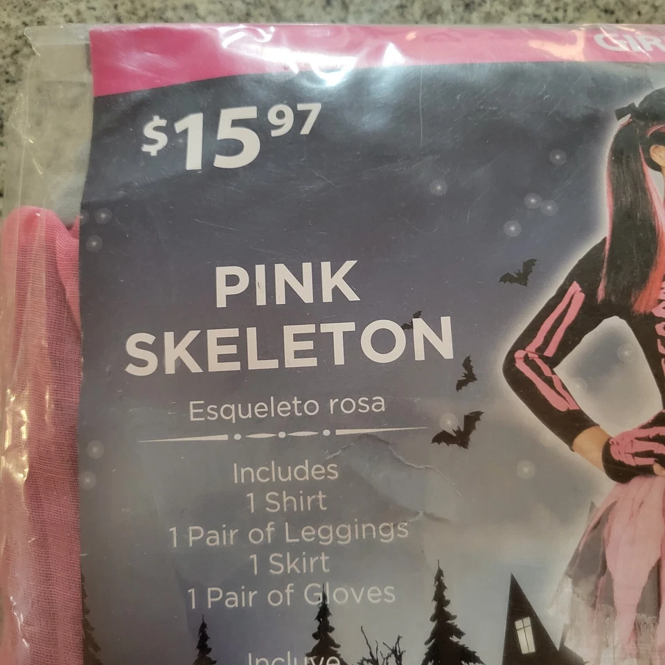 Haloween костюм скелет рубашка леггинсы юбка перчатки девочка большой 10 12 новый - Изображение 4 из 4