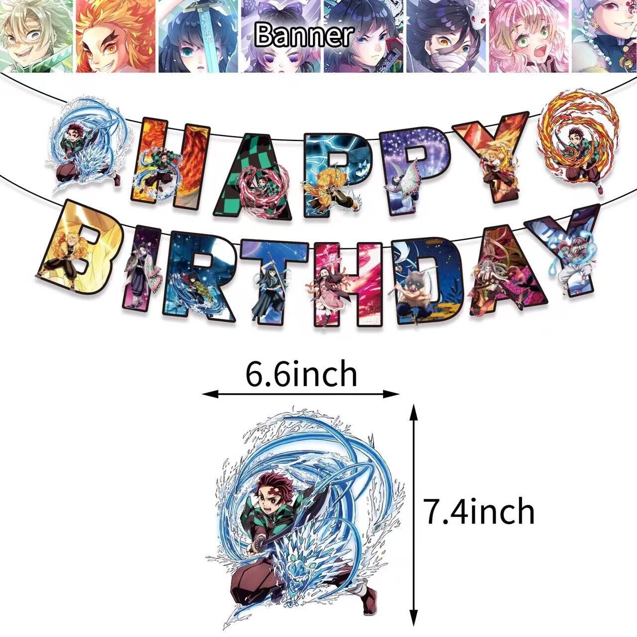 1Set Demon Slayer Kimetsu No Yaiba Balloons Anime Demon Slayer Birthday  Banner Cake Topper Girls Kids Birthday Party Decorations