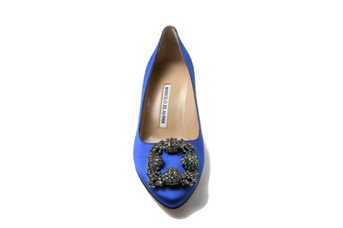 Manolo Blahnik Hangisi azul satinado 70 - Imagen 3 de 5