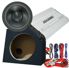 Audiotek 1200w  12" Car Subwoofer + 12" Vented Sub Box +1600w Amplifier + Kit