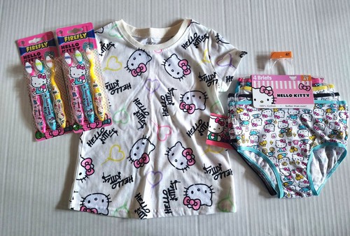 HELLO KITTY BUNDLE 2 SETS OF TOOTHBRUSHES, 4T T-SHIRT, 4T BRIEFS