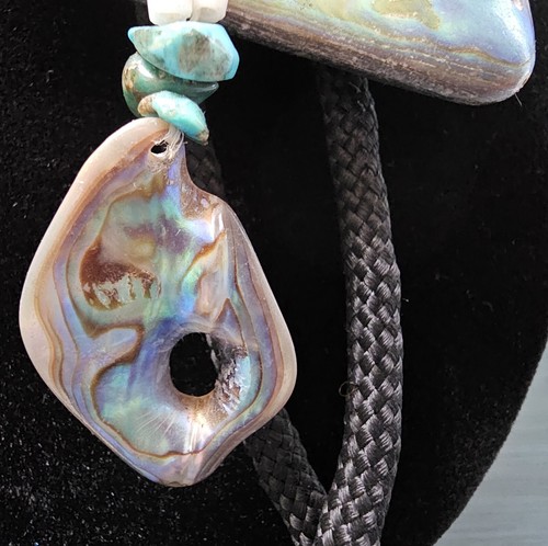 Vintage Navajo Bolo Halskette Krawatte, Native Abalone Hag Steine Türkis Koralle - Bild 3 von 12