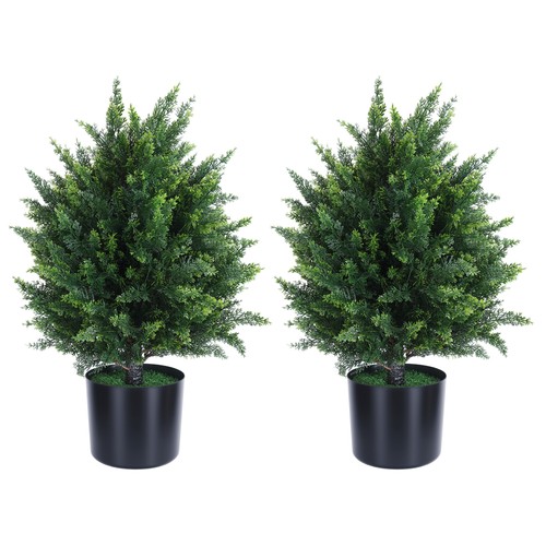 2Pcs Fake Shrubs, 21.6 Inches Simulated Cypress Bonsai,Cypress Ball Treeq - Picture 3 of 14