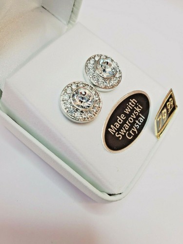 Crystals by Swarovski Halo Ohrringe in Rhodium Overlay 3 Karat T.W. Design # 2 - Bild 3 von 3