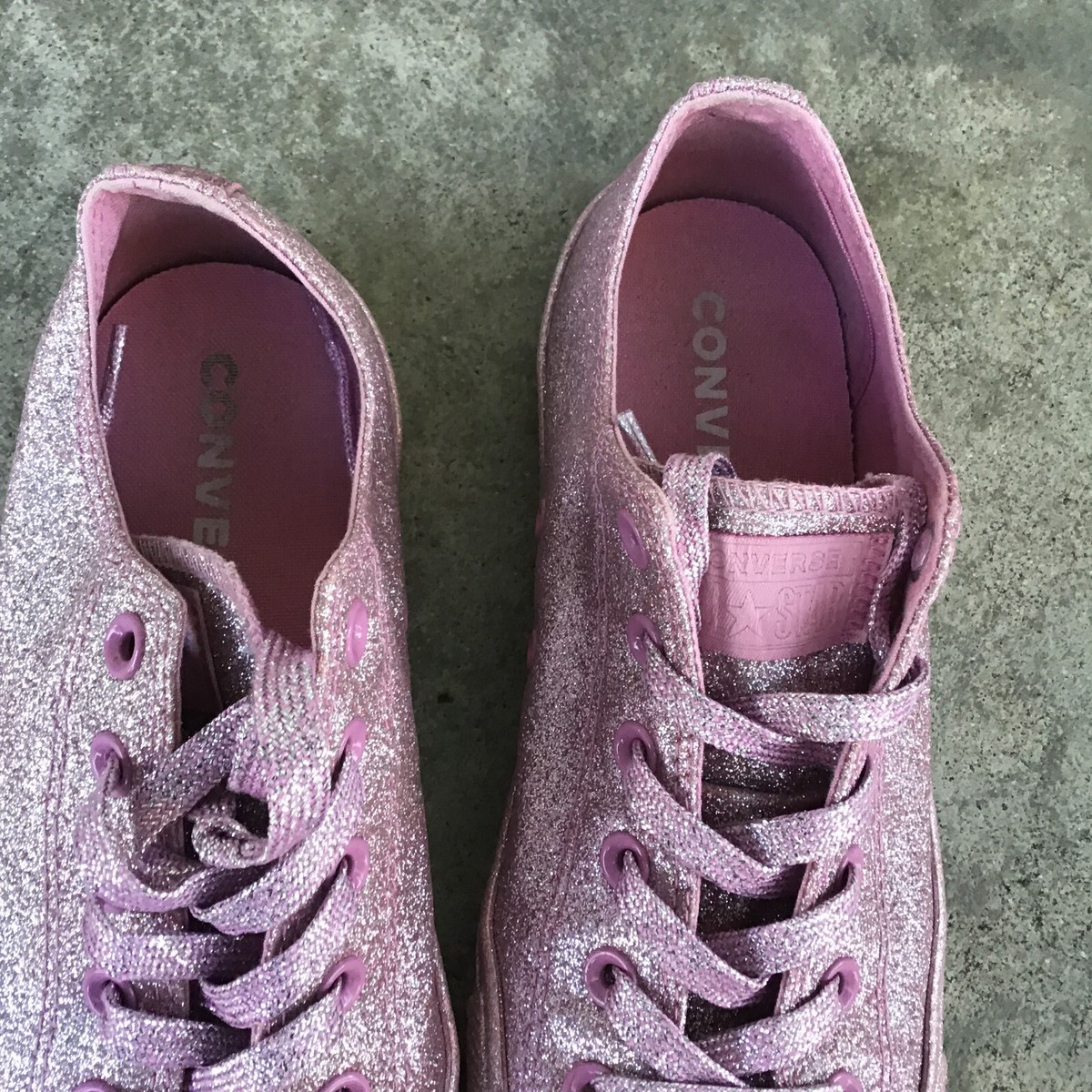 All Star Pink Glitter Converse Chuck Taylor Size 9 Womens Mens 7 Low Top Shiny