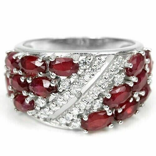 Silber Ring Rubin echt natürlich abgebaut Edelsteine massiv Sterling Größe S 1/2 US 9,5 - Bild 14 von 24