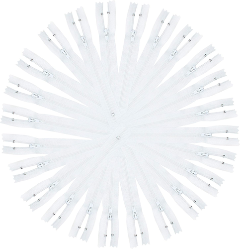 7" White 7" 24 Craft YKK Zippers for Purses-100% Made in USA-24