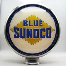 15" BLUE SUNOCO GAS PUMP GLOBE LENS (1)  NOT THE FULL GLOBE - 1 LENS/ FACE ONLY