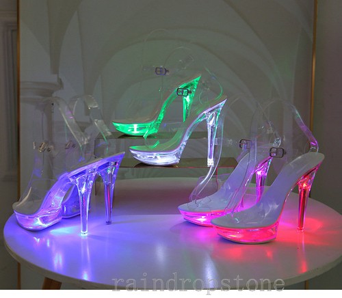 Mujeres Verano Sexy Tacones Altos Brillante Plataforma Sandalias Transparente Boda Zapatos - Imagen 24 de 31