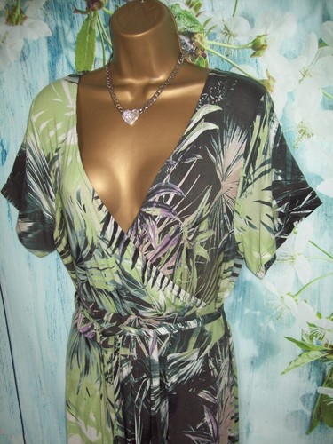 LADIES YOURS OCCASION DRESS SIZE 20, Leaf Print jersey maxi wrap Dress - Picture 4 of 12
