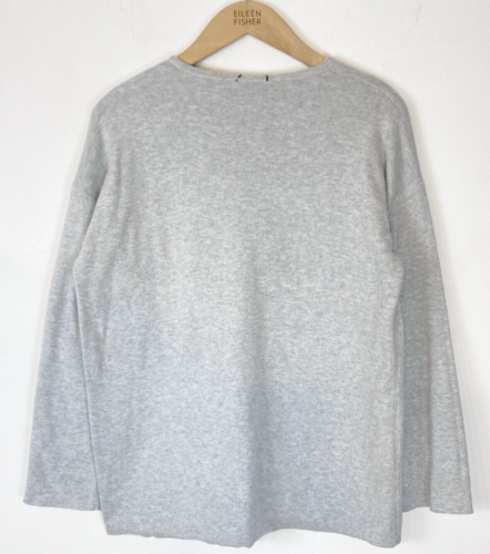 $238 Eileen Fisher maglione donna M perla cotone peruviano reversibile boxy NUOVO - Foto 5 di 7