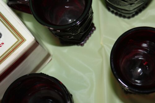 17 Piece Ruby Red Avon Cape Cod Goblets glassware Cordial Tumbler Sugar And Mugs - Picture 11 of 22