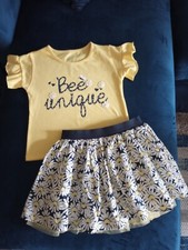 Wonder Nation Girls Yellow Blue Bee Top Sparkly Lined Skirt Set Size 5T
