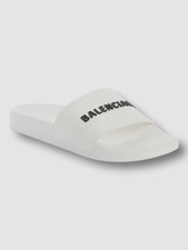  395 Balenciaga Women's White Logo Pool Slide Sandals Shoes Size EU 37/US 7