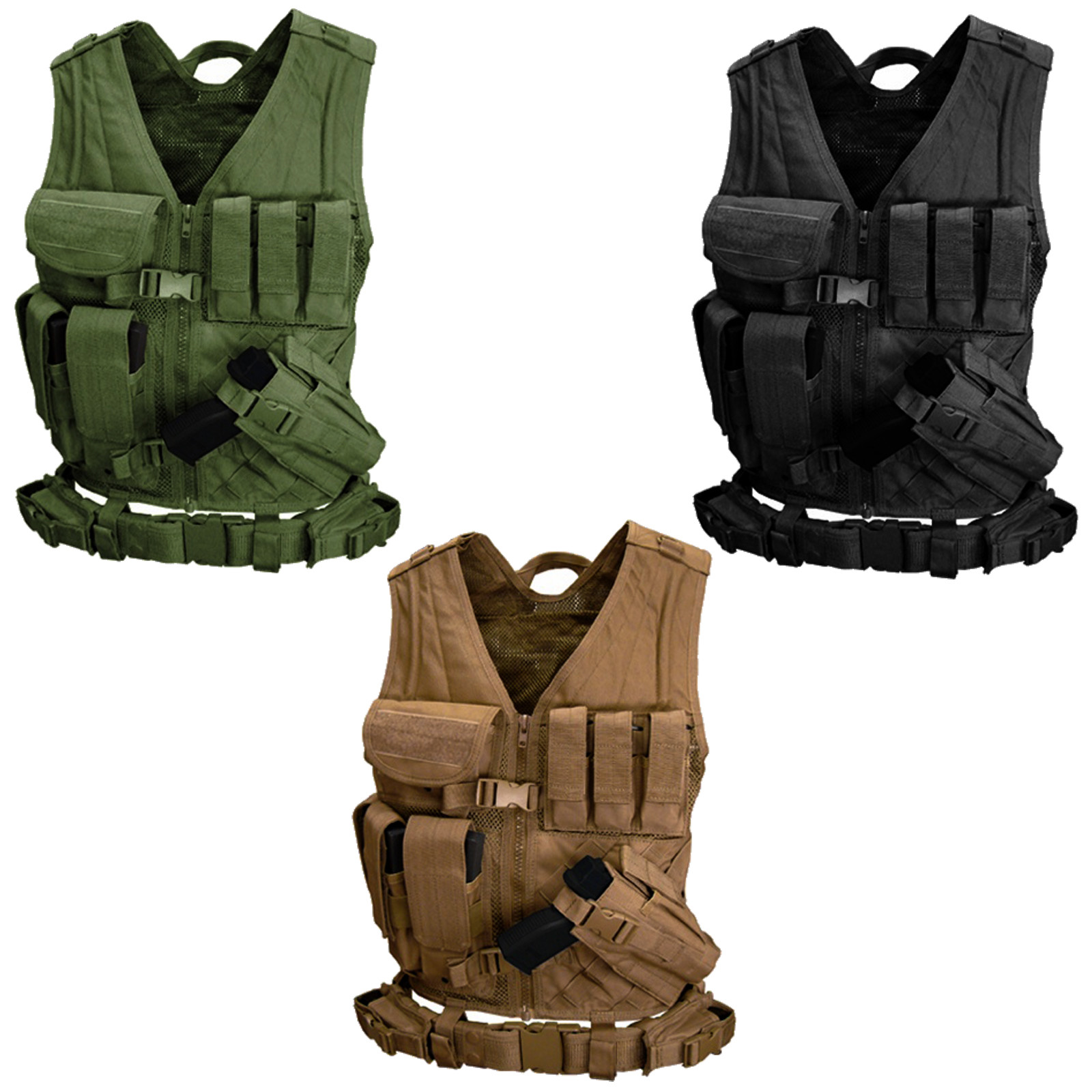 Condor Black M//L Military LE Cross Draw Tactical Chest Rig Tac Vest w// Holster