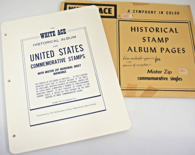 White Ace U.S. Commemorative Singles Mister Zip Markings 1964-1970 NOS White Ace U.S. Commemorative Singles Mister Zip Markings 1964-1970 NOS