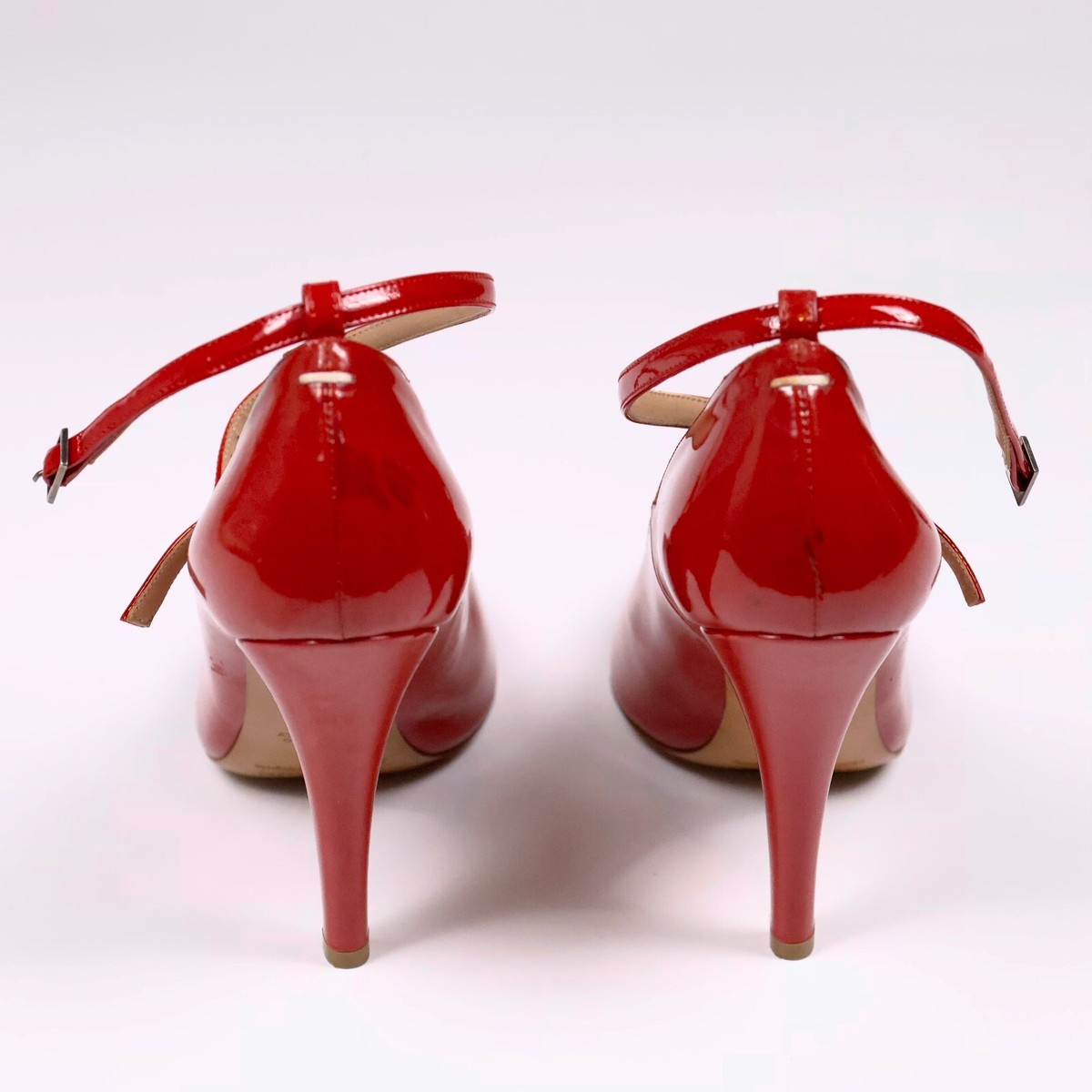 Maison Margiela Pumps Red Patent Leather T-Strap Stiletto Heel