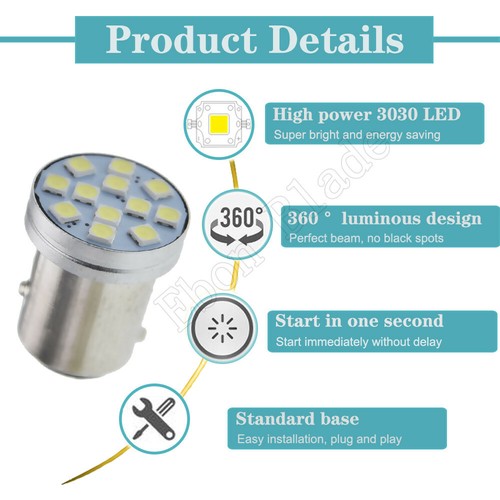 2 x 24V 1157 BAY15D LED Car Truck Light 12SMD Tail Rear Brake Stop Bulb White - Imagen 5 de 8