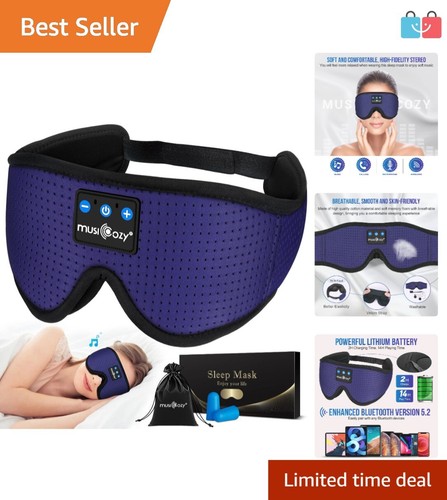 3D Bluetooth 5.2 Sleep Headphones Wireless Eye Mask for Side Sleepers, Travel,