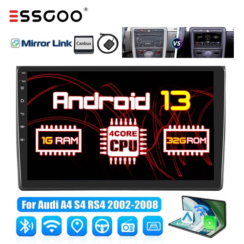 For Audi A4 S4 RS4 8E 8F B6 B7 9" 32G Carplay Car Stereo Android 13 GPS NAV WIFI - Afbeelding 1 van 16