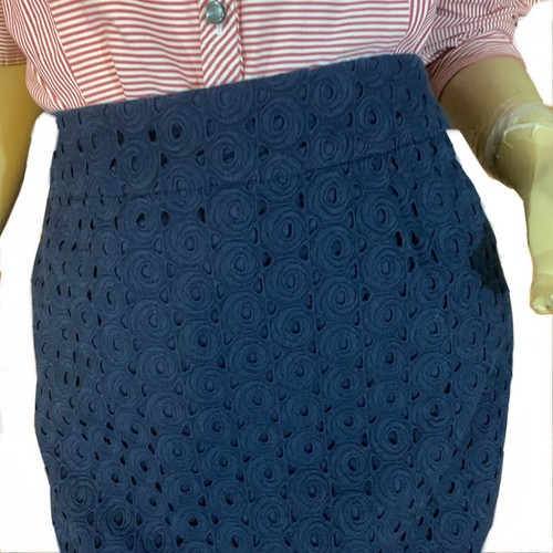 TALBOTS NAVY BLUE EYELET COTTON TWILL SKIRT SZ 20WP - Picture 5 of 10