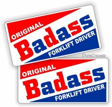 2-pack Bad ass Forklift Driver funny Hard Hat Stickers Tow Motor Helmet Decals