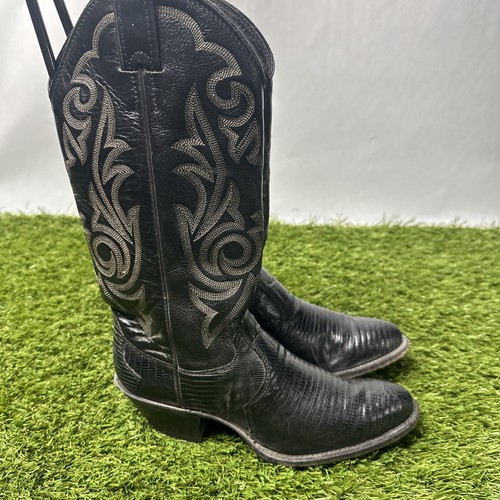 Vintage Justin Roper Damen Größe 6B schwarz Teju Eidechse Cowboystiefel 41097 1654 USA - Bild 4 von 9