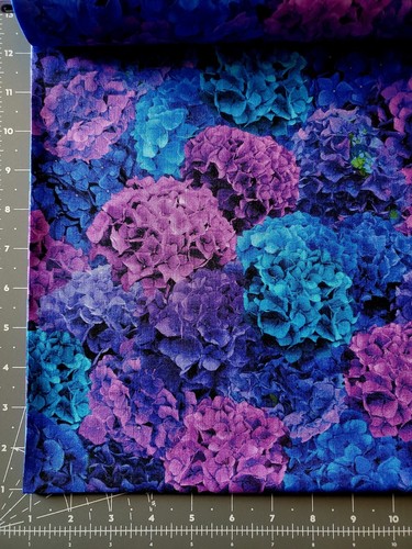 Midnight Bloom•Packed Hydrangea Floral, Flower Fabric 100% Cot•BTY*FastShip! - Picture 3 of 3