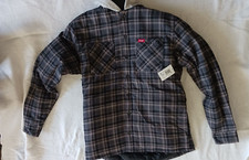 Wrangler gray blue Plaid shirt JACKET Hoodie Insulated Quilted Pockets Men M
