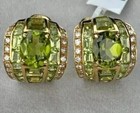 Hoop Earrings 14K Yellow Gold Finish Art Deco Style Peridot 3Ct Created Huggie